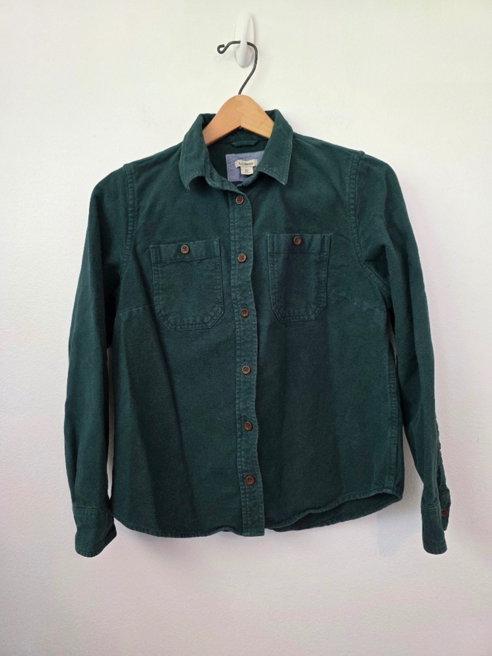LL Bean Women's Green Heritage Chamois Shirt - XS Petite